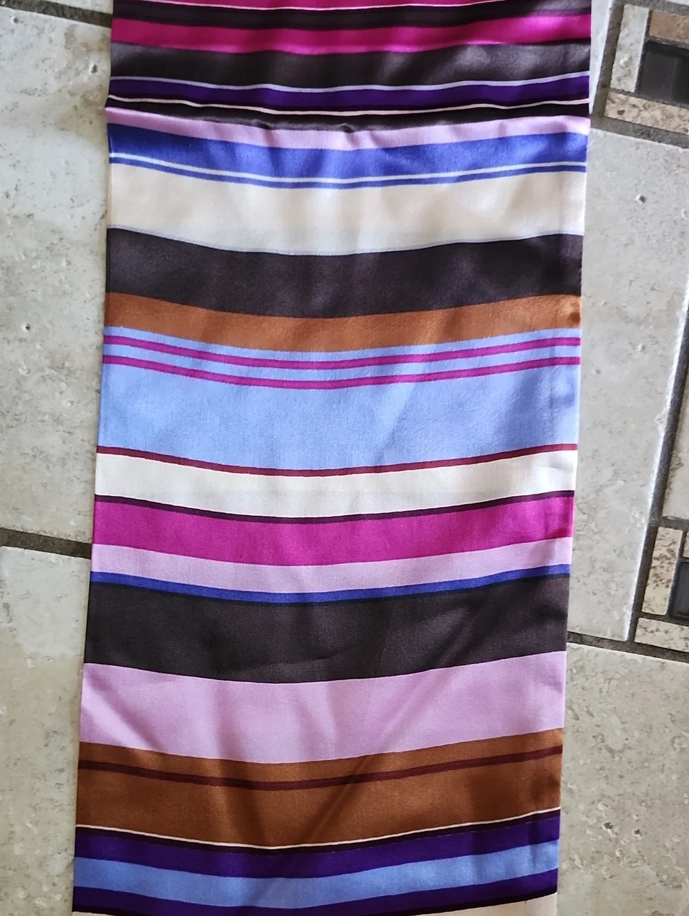 ECHO Striped Multicolor Silk Scarf 8 X 61